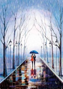 ​雨中女郎图片，她画了一个雨中女郎
